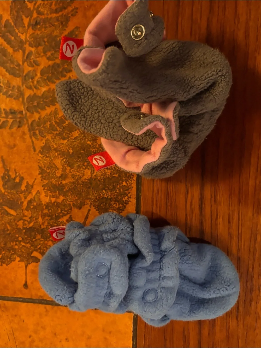 Zutano Gray and Blue Fleece Baby Booties